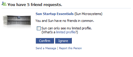 Facebook friend request
