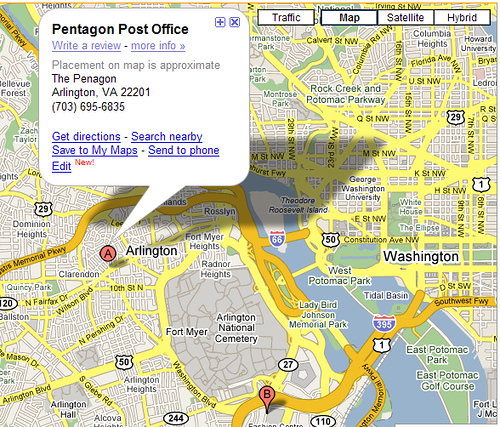 Pentagon Post Office on Google Maps