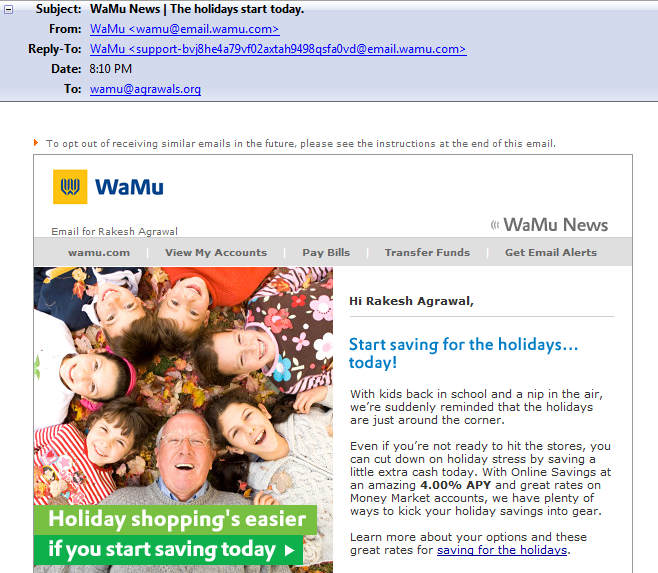 An email received shortly after WaMu was seized by federal regulators.