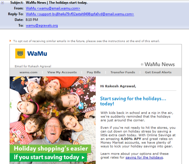 WaMu email - FAIL! An email received shortly after WaMu was seized by federal regulators.