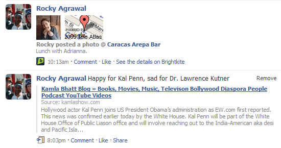 Snippet of Rocky's Facebook feed