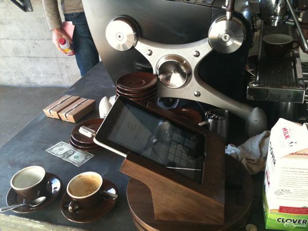 An iPad used in place of a cash register at Sightglass Coffee. Photo courtesy Tony Conrad.