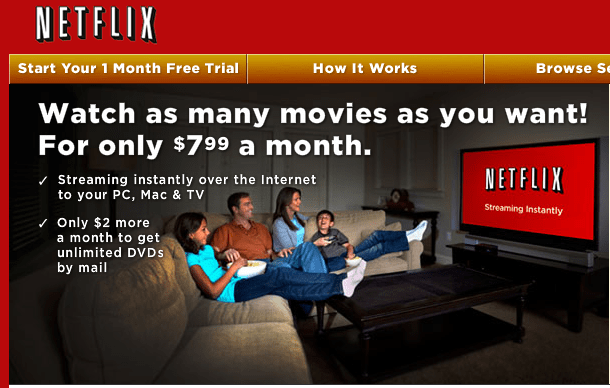 Netflix streaming only offer